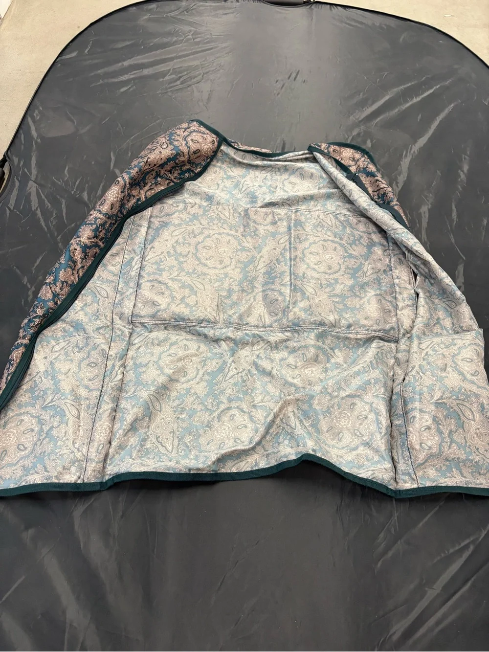 Teal Paisley Quilted Garment Bag